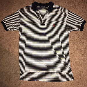 Nautica Men's Polo Shirt Dark Blue & White Striped
